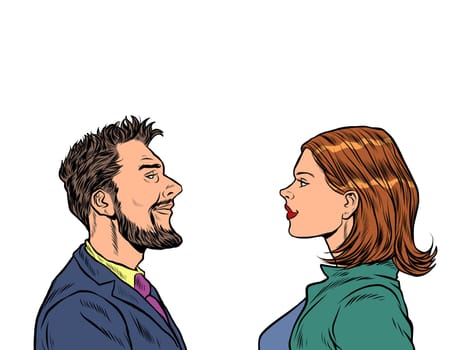 Man and woman friends. Pop art retro vector illustration vintage kitsch 50s 60s style