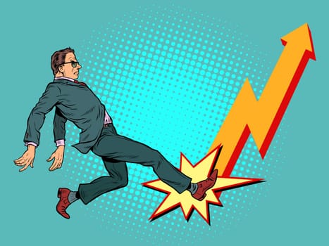 businessman chart up. success, economic growth. Pop art retro vector illustration kitsch vintage 50s 60s style