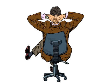 Businessman resting in an office chair. Pop art retro vector illustration vintage kitsch 50s 60s style
