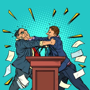 politicians fight, political debates. Pop art retro vector illustration kitsch vintage 50s 60s style