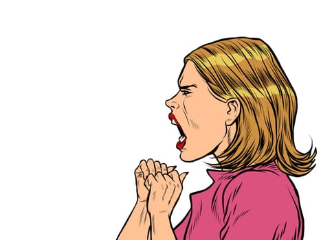 angry woman screaming. Pop art retro vector illustration vintage kitsch 50s 60s style