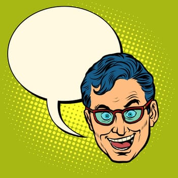 businessman head Emoji. Pop art retro vector illustration kitsch vintage 50s 60s style