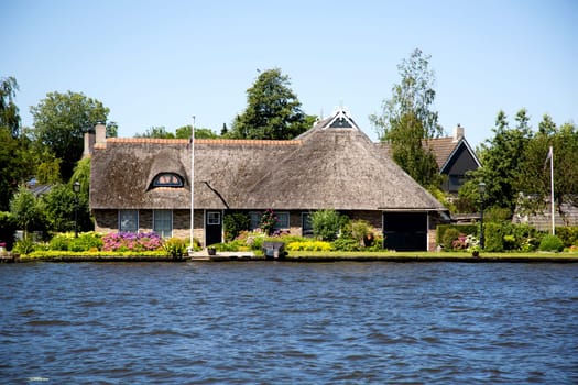 Leeuwarden, The Netherlands - June 30 2019, Home on the waterfront, the Netherlands..