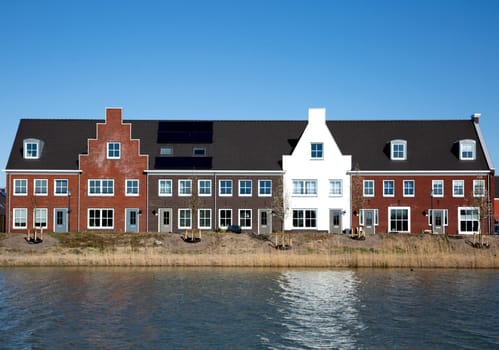 Vianen, The Netherlands - March 22, 2020, Housing development on the waterfront, the Netherlands..