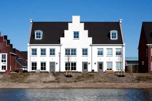 Vianen, The Netherlands - March 22, 2020, Housing development on the waterfront, the Netherlands..