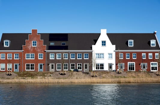 Vianen, The Netherlands - March 22, 2020, Housing development on the waterfront, the Netherlands..
