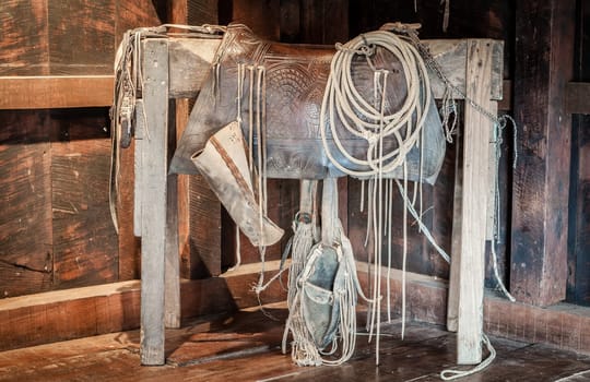 Saddle and cowboy accessories at La Casona in Costa Rica