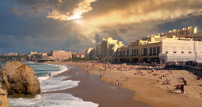 the waves ocean of the Biarritz beach