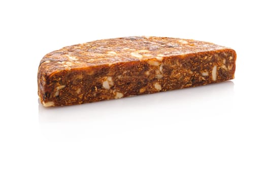 Spain almond and fig fruit bread white isolated