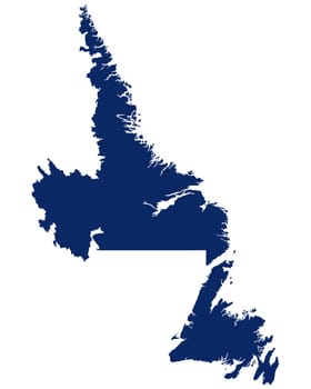 Karte von Newfoundland und Labrador in blauer Farbe