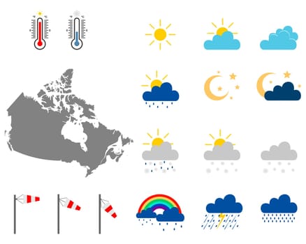 Karte von Kanada mit Wettersymbolen