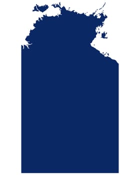 Karte von Northern Territory in blauer Farbe