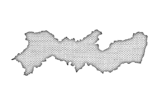 Map of Pernambuco on old linen