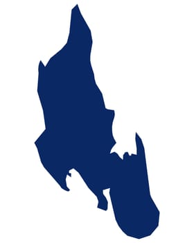 Karte von Sansibar in blauer Farbe