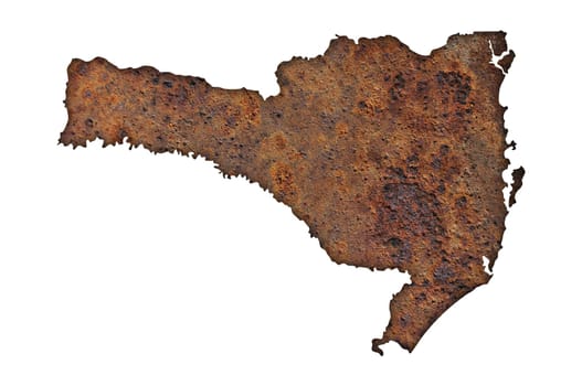Map of Santa Catarina on rusty metal
