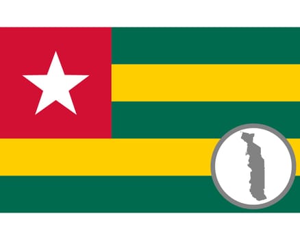 Fahne und Landkarte von Togo