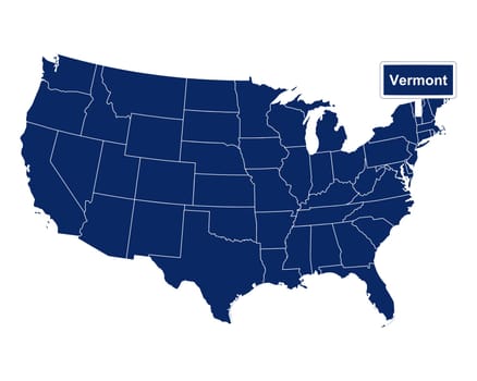 Der Bundesstaat Vermont mit Straßenschild