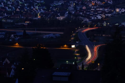 Car lights trails in the night