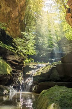 Scenic waterfall at Grayson lake in Kentucky