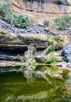 Water pool at the end of Balkony Walk trail in Jebel Shams, Oman