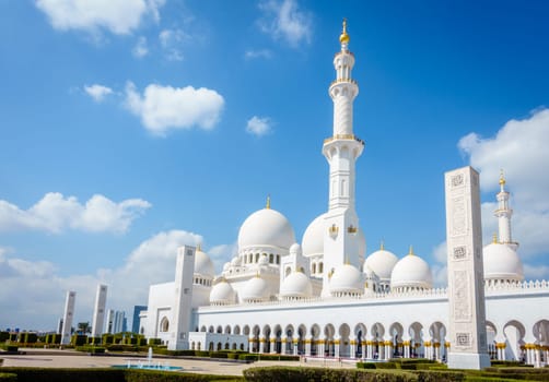 Outside view of Sheikh Zayed Grand Mosque in Abu Dhabi, UAE