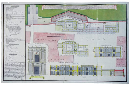 Campeche Customs, 1786. Plan and elevation of buidling by Juan Jose de Leon. General Archive of the Indies