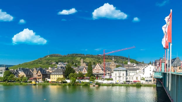Beautiful romantic Bernkastel Kues with mosel river in summer