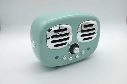grungy retro green Speaker  on isolated white background
