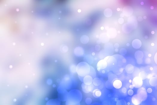 Abstract gradient blue light pink background texture with blurred bokeh circles and lights. Space for design. Beautiful backdrop.