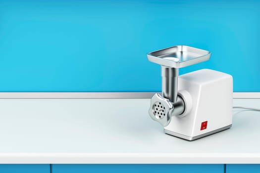 Electric meat grinder on kitchen table