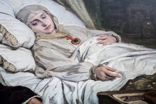 Queen Isabella the Catholic dictating her Will, detail of Isabella. Eduardo Rosales, 1864. Museo del Prado, Spain