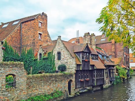 Canal in  in Bruges, Belgium