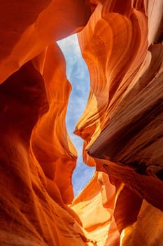 Lower Antelope Canyon or Corkscrew slot canyon National park in the Navajo Reservation near Page, Arizona USA. Antelope canyon is United States landmark and tourist spot.