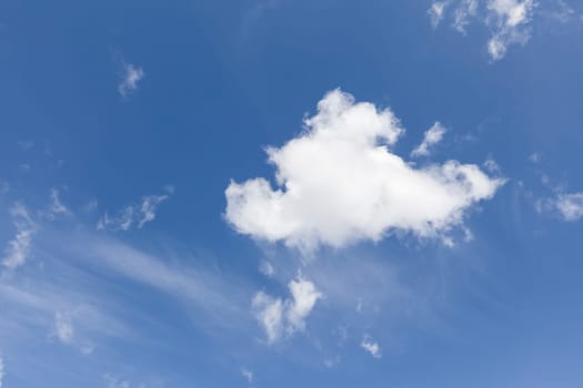 Single white cloud on a blue sky background