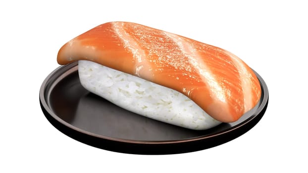 The 3d rendering of Sushi roll japanese food in dish
