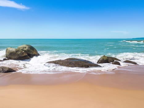 Beach in Balneario Camboriu, Santa Catarina, Brazil. Estaleirinho Beach. Aerial View.