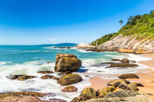 Beach in Balneario Camboriu, Santa Catarina, Brazil. Estaleirinho Beach.