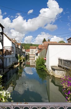 Tonnerre (Yonne France). View of the city, pretty passage of the river.