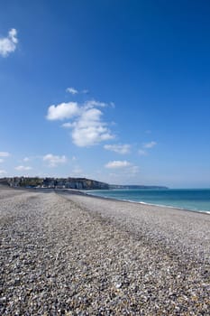 Dieppe and its famous pebbles (Normandy Seine-Maritimes). One summer day at low tide.