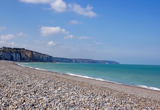 Dieppe and its famous pebbles (Normandy Seine-Maritimes). One summer day at low tide.