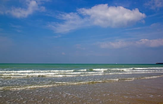 Dieppe and its famous pebbles (Normandy Seine-Maritimes). One summer day at low tide.