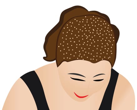 A woman head full of dandruff vector illustration on a white background isolated