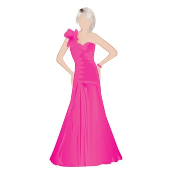 A girl in an evening dress vector illustration on a white background