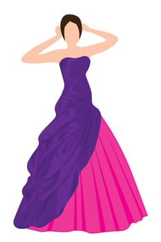 A young woman in an evening dress ready for party vector illustration on a white background