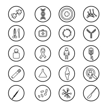 set of cancer treatment icons vector isolated on a white background