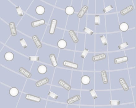 Pills on a medical background vector illustration