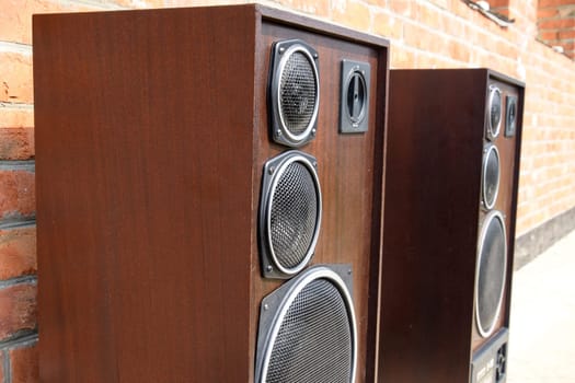 Acoustic system Radiotehnica S90, 35 s-012. Soviet vintage audio equipment. Musical columns made of plywood and veneer of valuable wood species.
