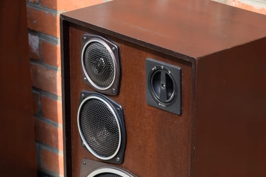 Acoustic system Radiotehnica S90, 35 s-012. Soviet vintage audio equipment. Musical columns made of plywood and veneer of valuable wood species.