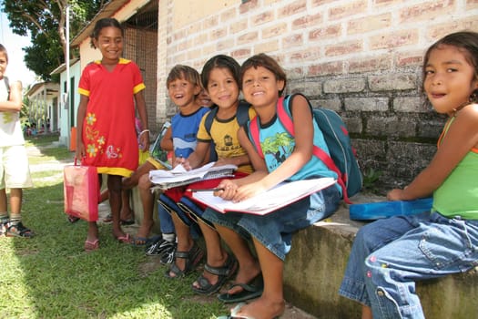 salvador, bahia / brazil - april 13, 2009: Pataxo Indians are seen at an indigenous school in the Barra Velha Village in the municipality of Porto Seguro.