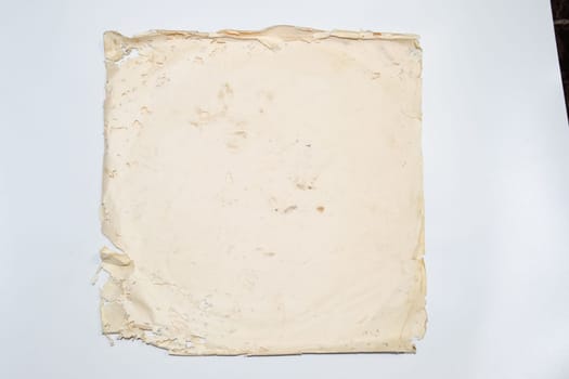 Paper swallowed with silverfish. Traces of wrecking silverfish on vinyl envelopes. lepisma